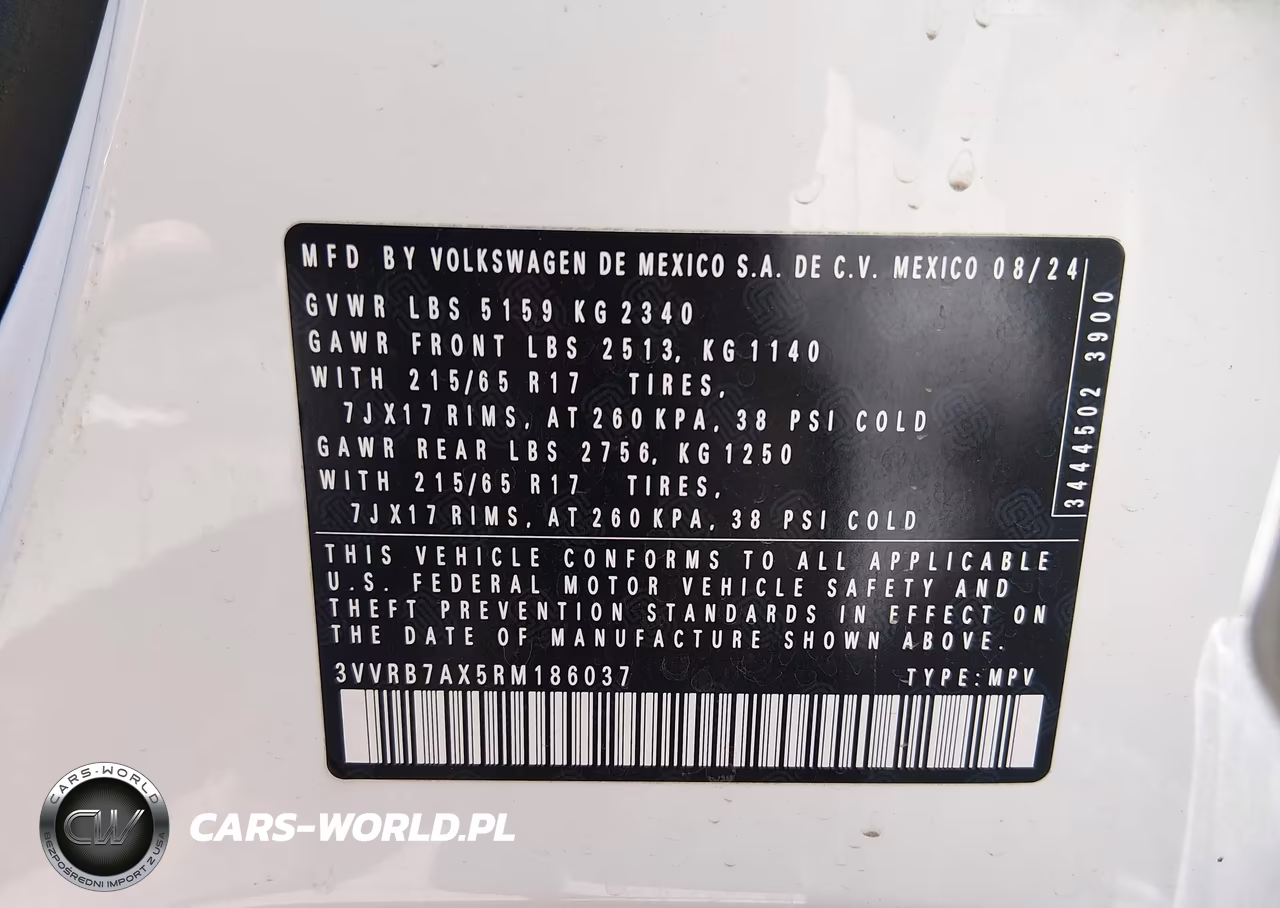 2024 Volkswagen Tiguan 2.0T S VIN:3VVRB7AX5RM186037 - 9