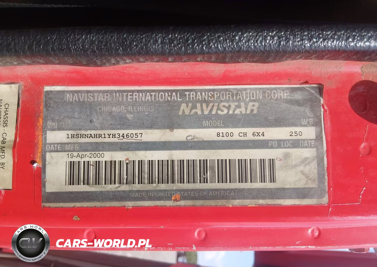 2000 International 8000 8100 VIN:1HSHNAHR1YH346057 - 8