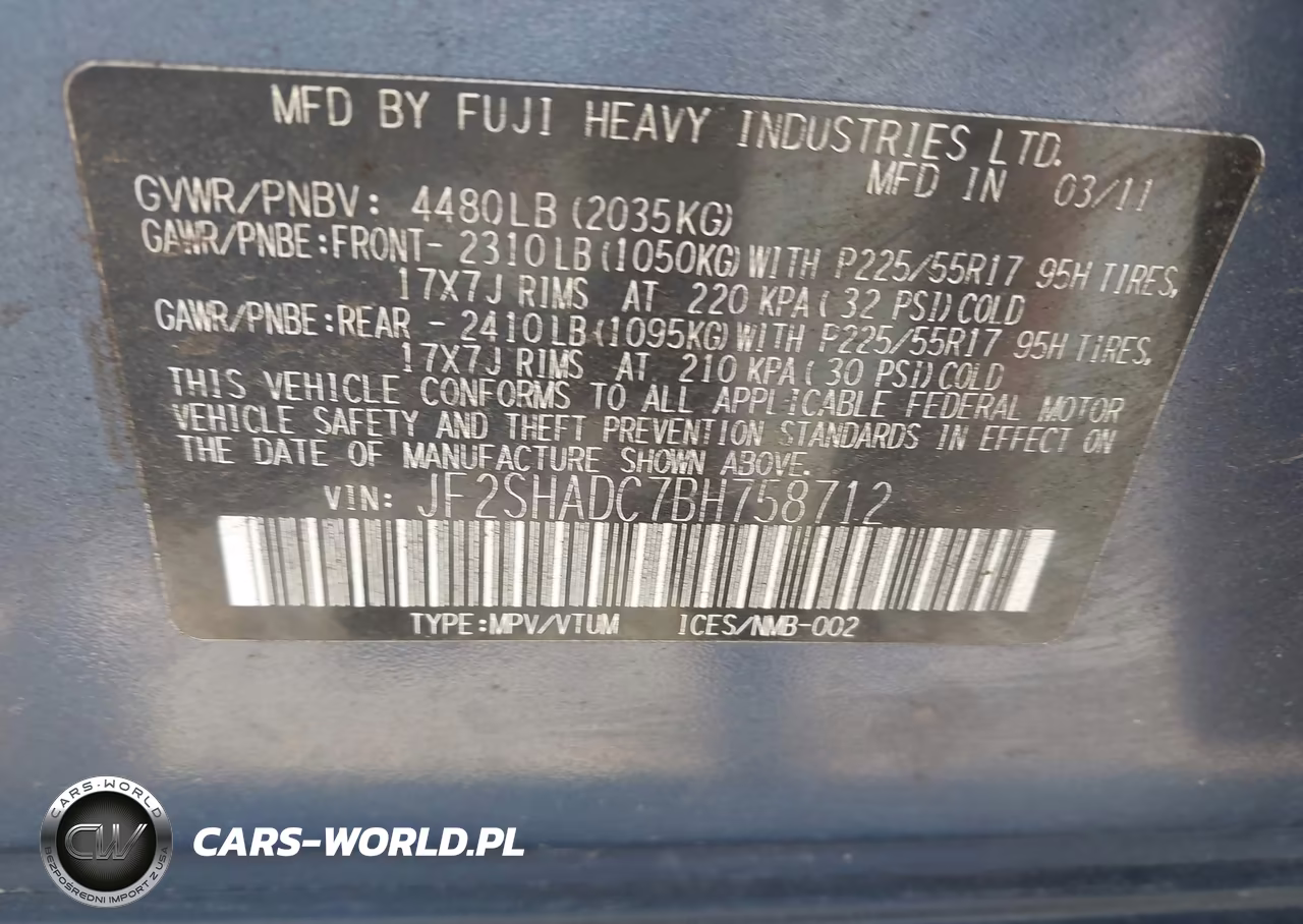 2011 Subaru Forester 2.5X Premium VIN:JF2SHADC7BH758712 - 9