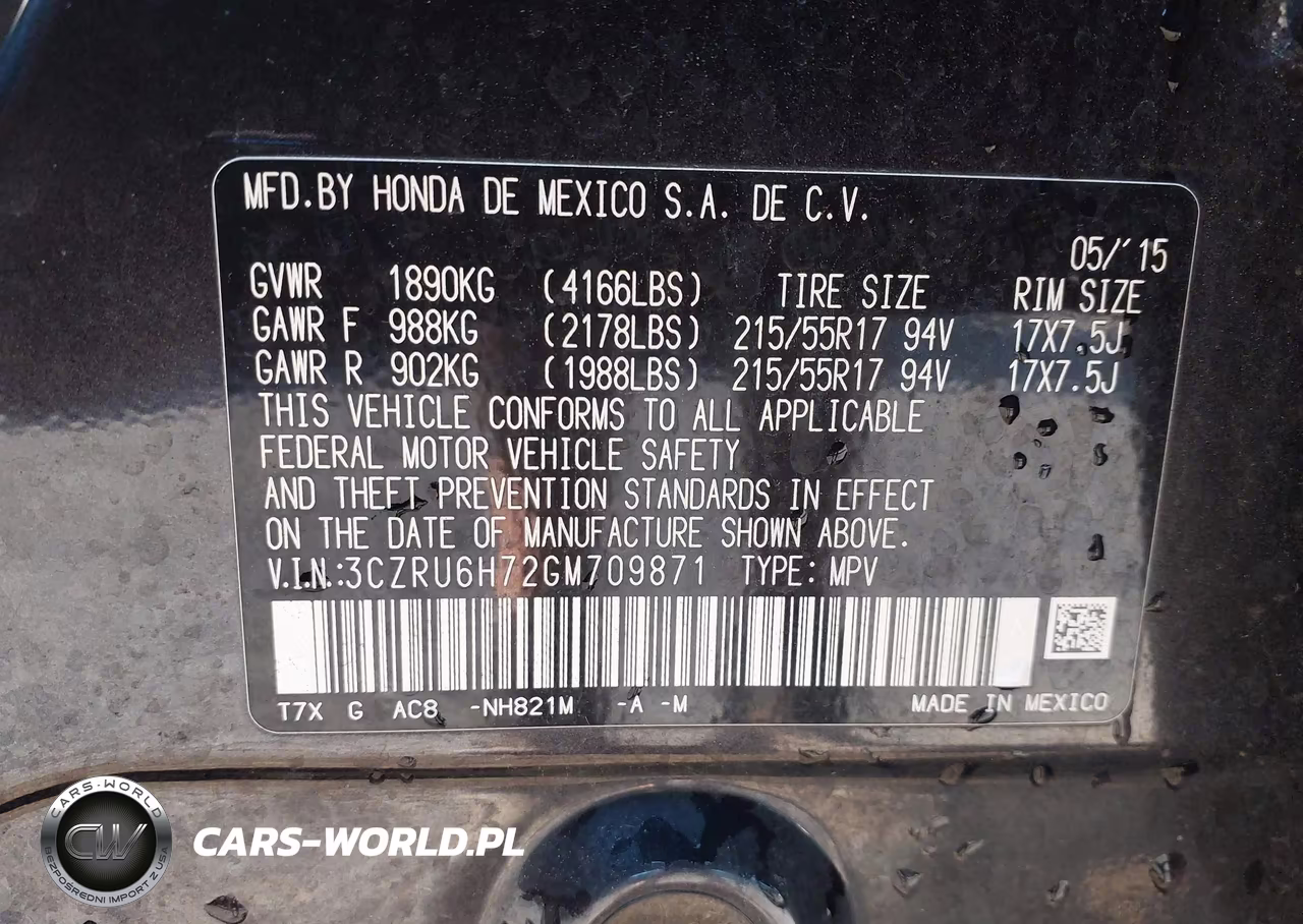 2016 Honda Hr-V Ex-L VIN:3CZRU6H72GM709871 - 9