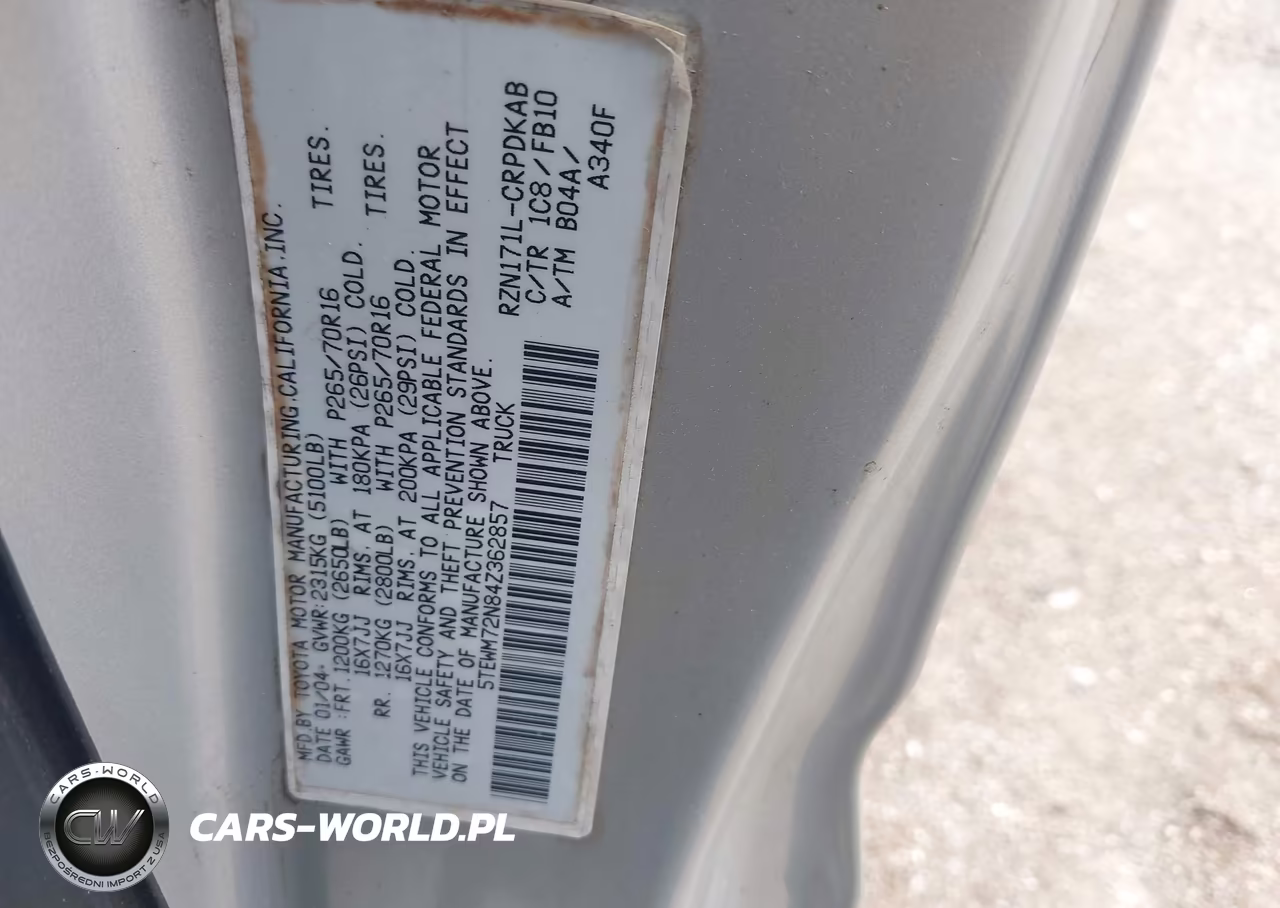 2004 Toyota Tacoma VIN:5TEWM72N84Z362857 - 9