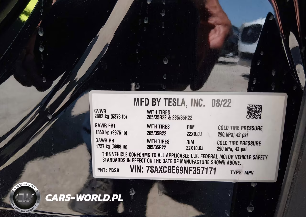 2022 Tesla Model X Plaid Tri Motor All-Wheel Drive VIN:7SAXCBE69NF357171 - 9