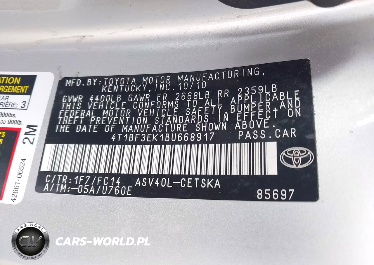 2011 Toyota Camry Se VIN:4T1BF3EK1BU668917 - 9