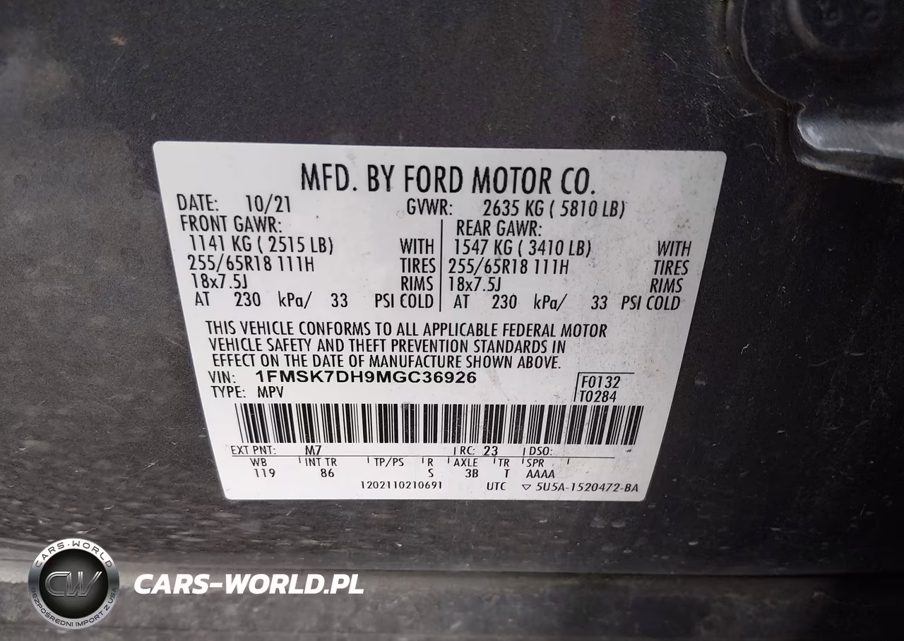 2021 Ford Explorer Xlt VIN:1FMSK7DH9MGC36926 - 9