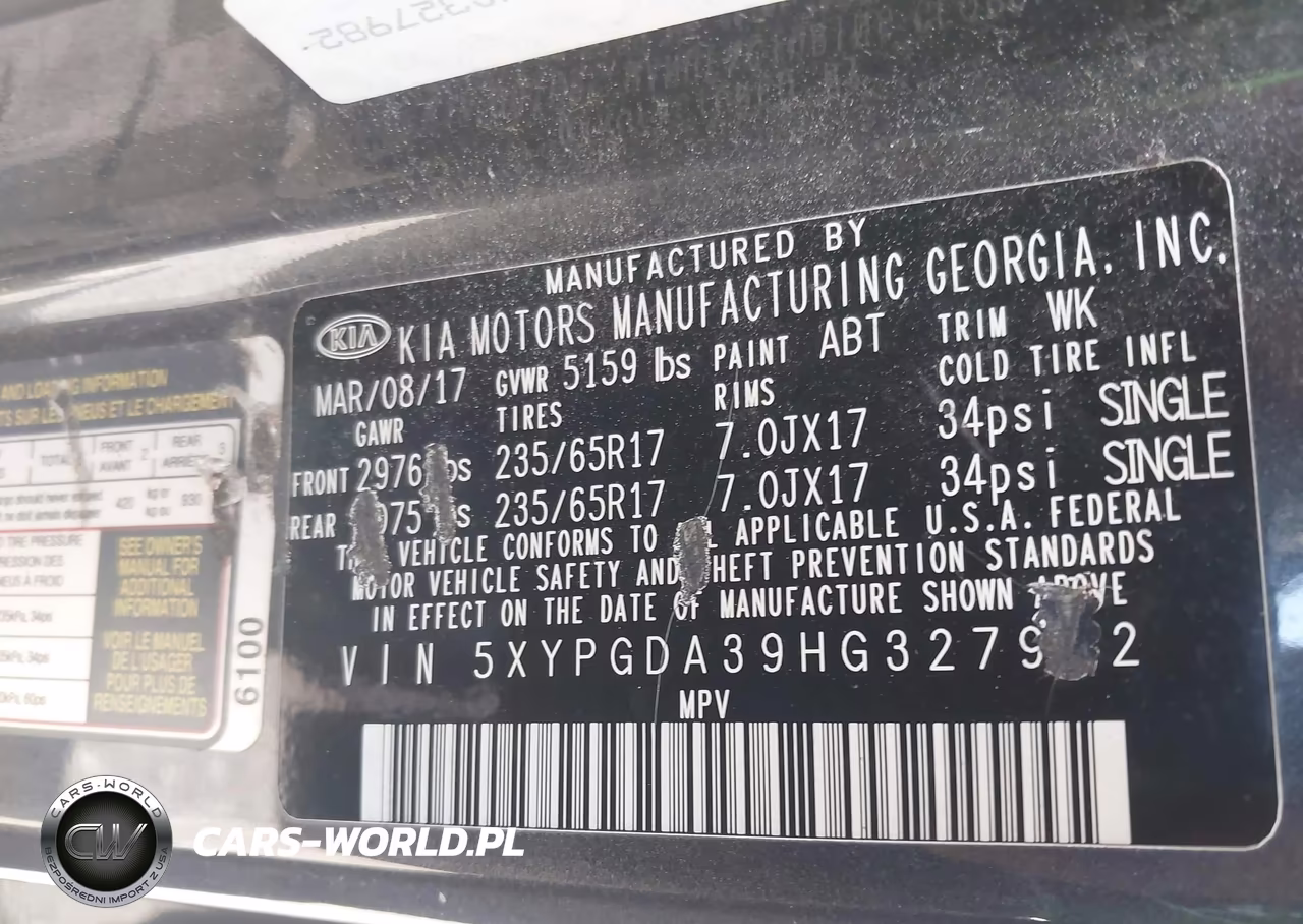2017 Kia Sorento 2.4L Lx VIN:5XYPGDA39HG327982 - 9