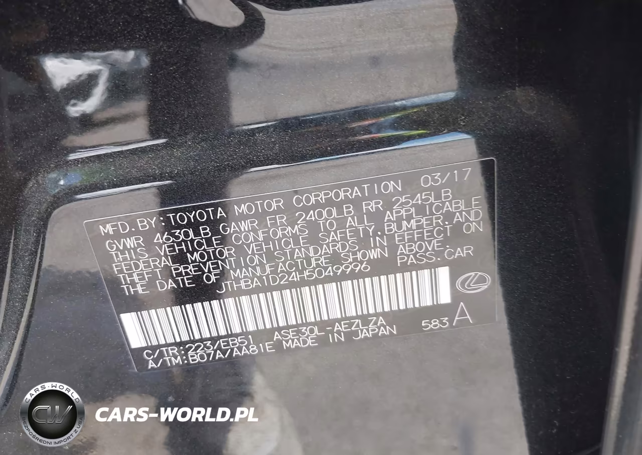 2017 Lexus Is 200T VIN:JTHBA1D24H5049996 - 9