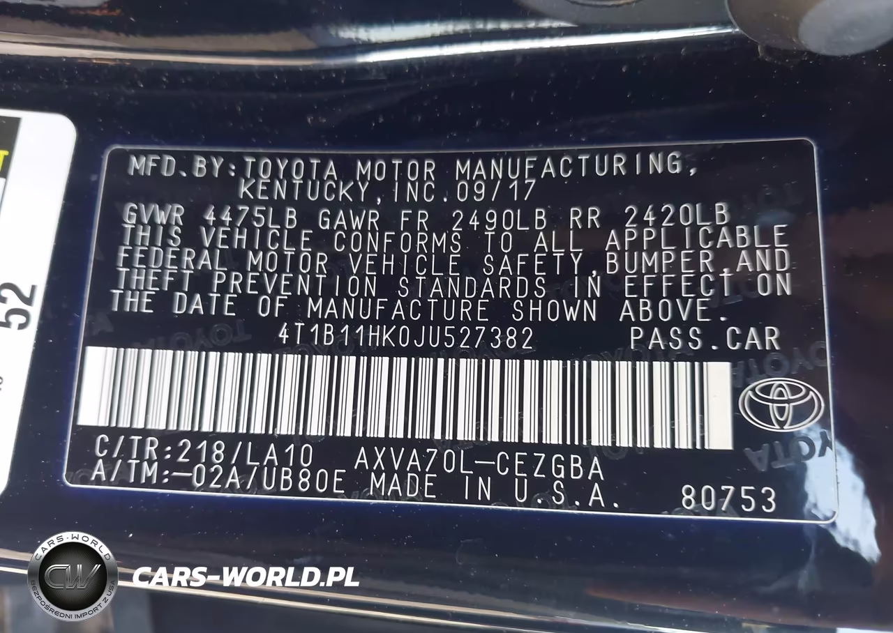 2018 Toyota Camry Xle VIN:4T1B11HK0JU527382 - 9