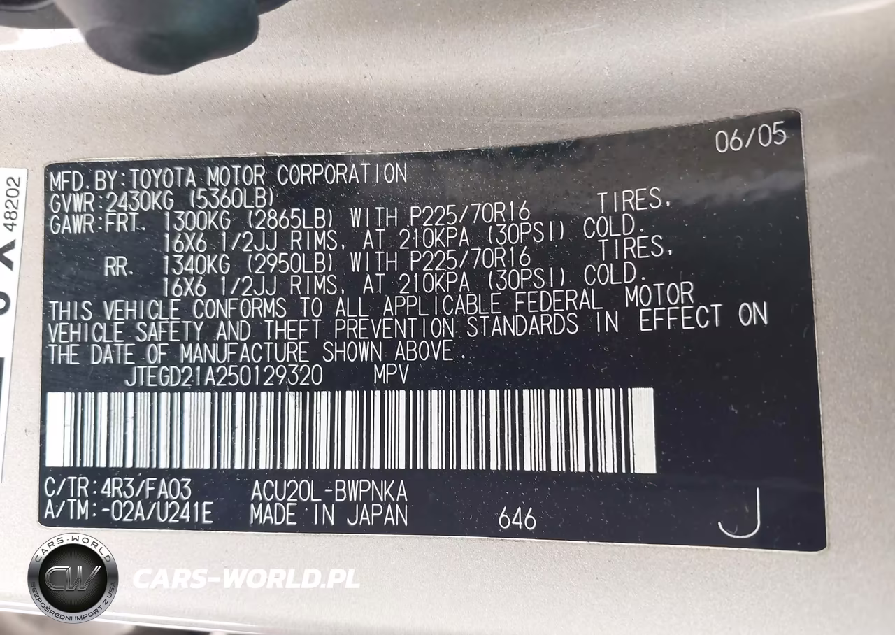 2005 Toyota Highlander VIN:JTEGD21A250129320 - 9