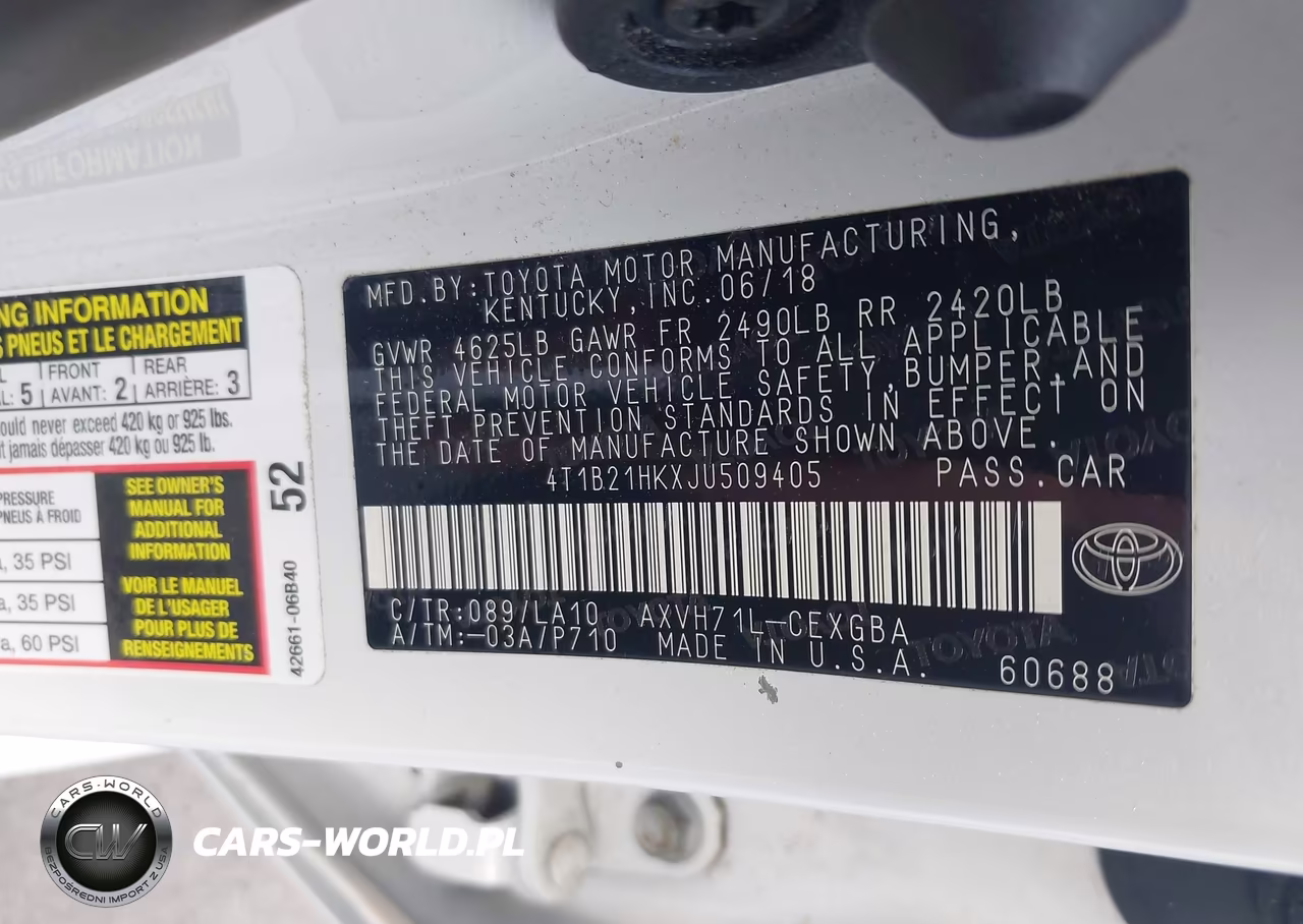 2018 Toyota Camry Hybrid Xle VIN:4T1B21HKXJU509405 - 9
