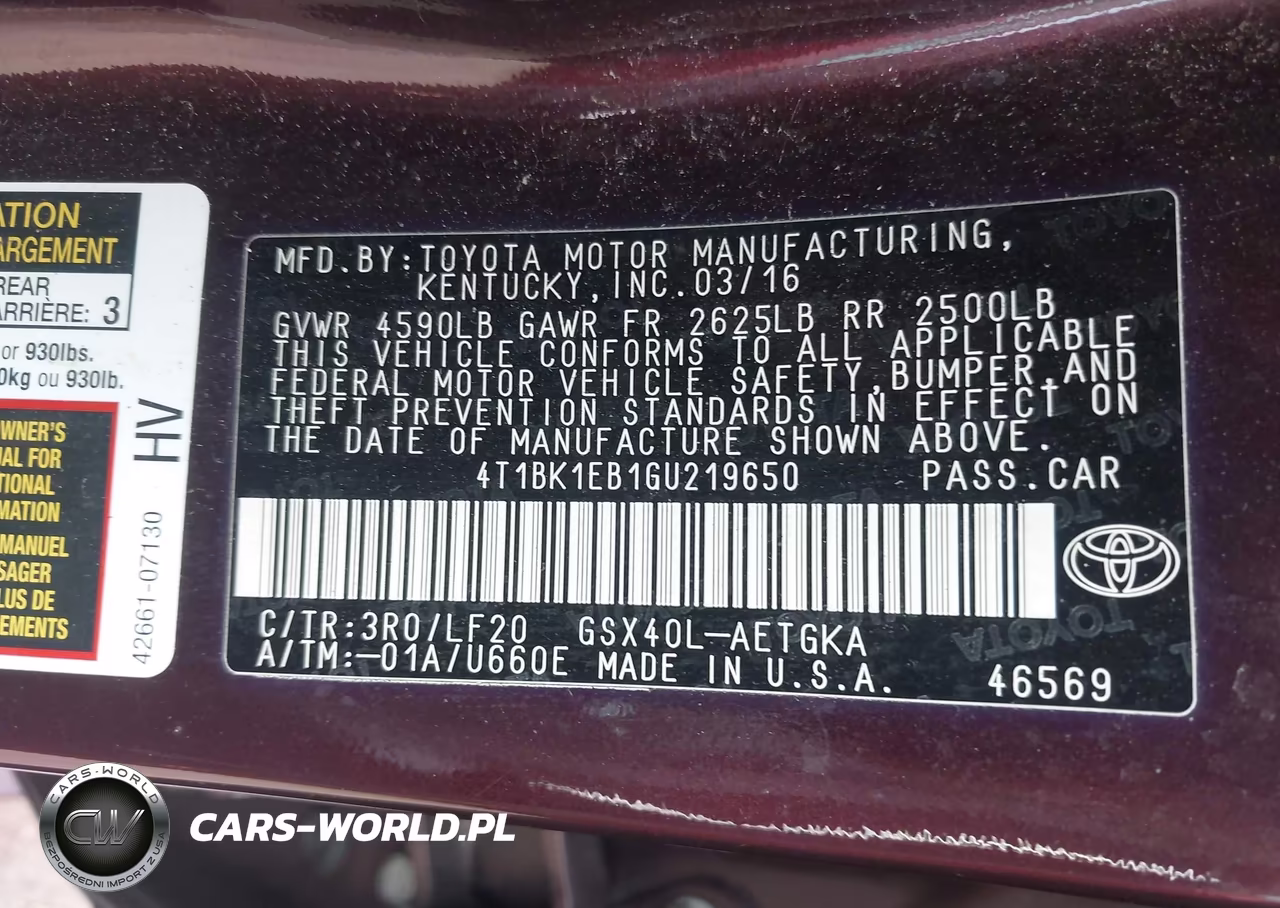 2016 Toyota Avalon Xle Plus VIN:4T1BK1EB1GU219650 - 9