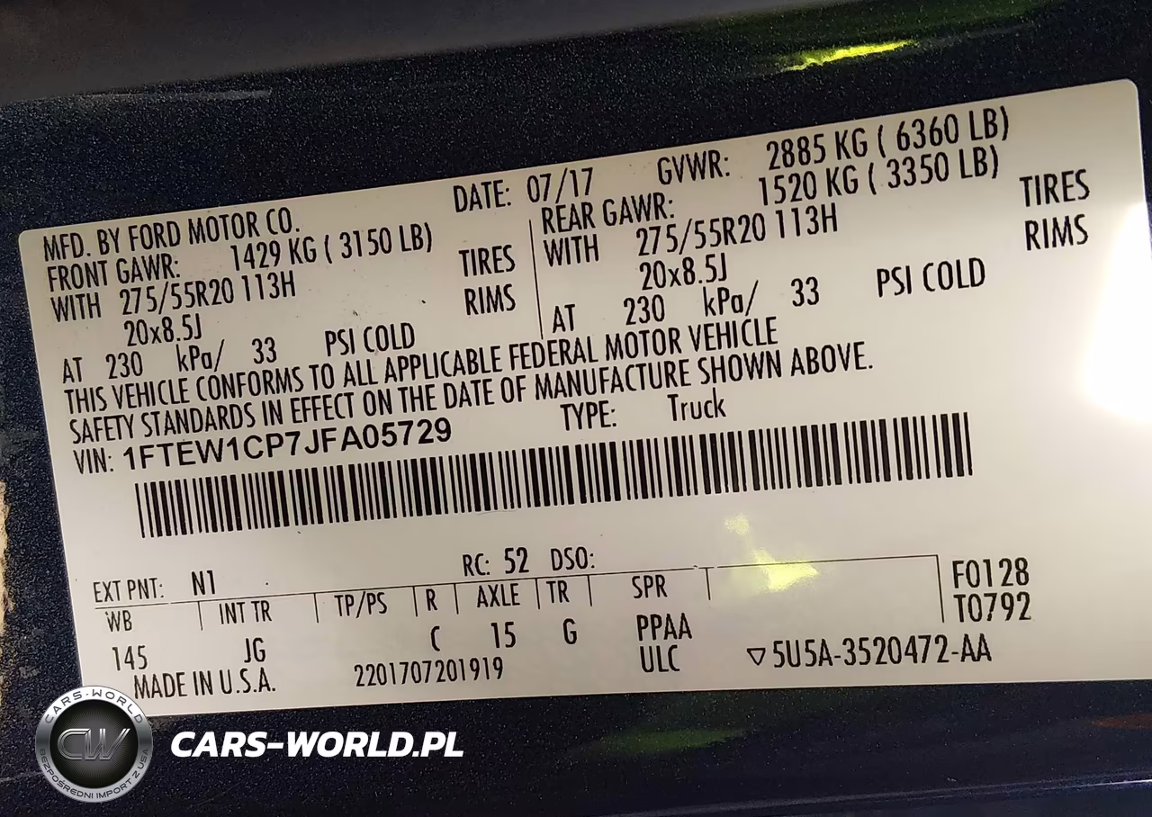 2018 Ford F-150 Xl VIN:1FTEW1CP7JFA05729 - 9