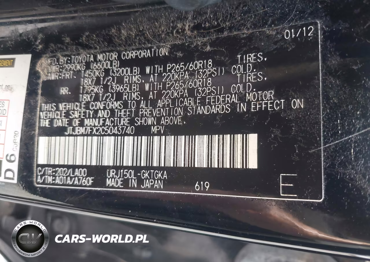 2012 Lexus Gx 460 VIN:JTJBM7FX2C5043740 - 9