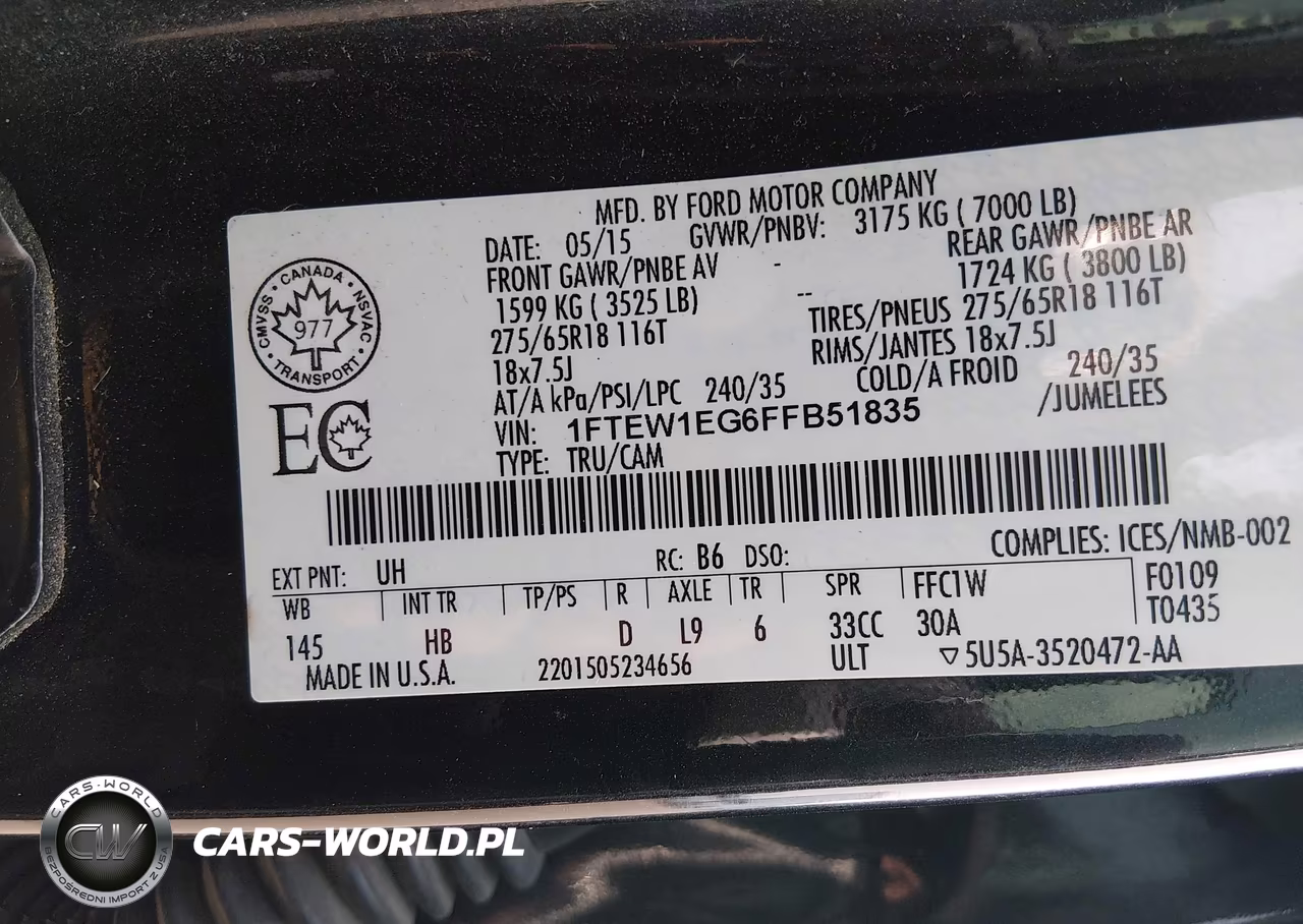 2015 Ford F-150 Lariat VIN:1FTEW1EG6FFB51835 - 9
