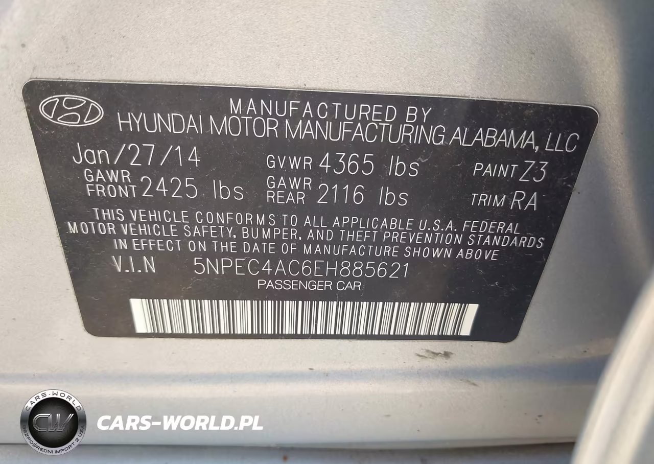 2014 Hyundai Sonata Limited VIN:5NPEC4AC6EH885621 - 9