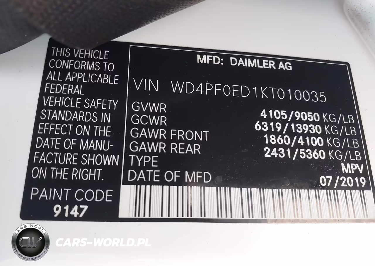 2019 Mercedes-Benz Sprinter 2500 Standard Roof I4 VIN:WD4PF0ED1KT010035 - 9