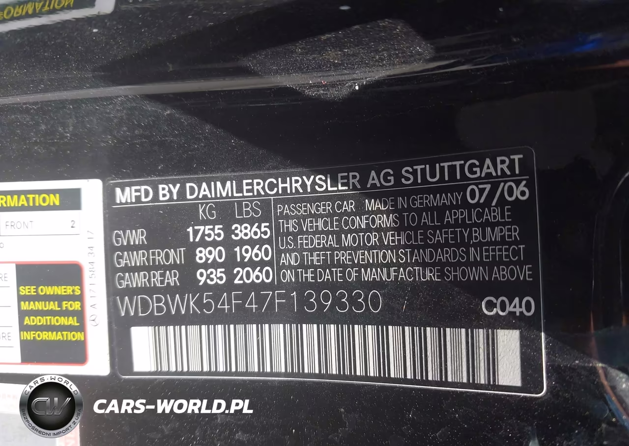 2007 Mercedes-Benz Slk 280 VIN:WDBWK54F47F139330 - 9