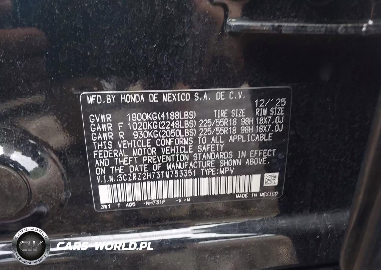 2026 Honda Hr-V Awd Ex-L VIN:3CZRZ2H73TM753351 - 9