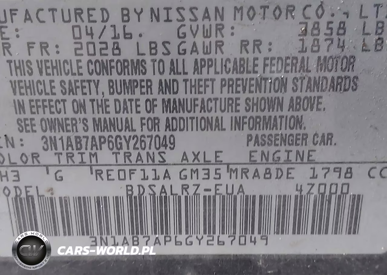 2016 Nissan Sentra Sr VIN:3N1AB7AP6GY267049 - 9