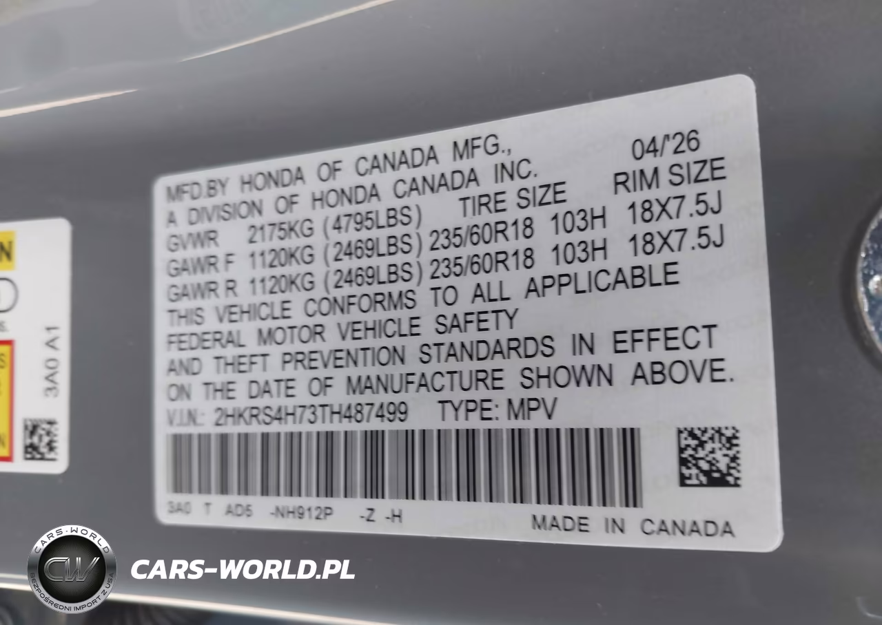 2026 Honda Cr-V Ex-L Awd VIN:2HKRS4H73TH487499 - 9