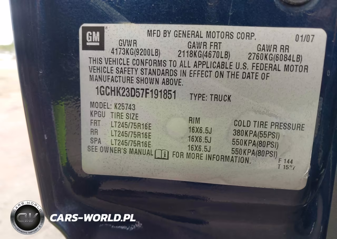 2007 Chevrolet Silverado 2500Hd Classic Lt3 VIN:1GCHK23D57F191851 - 9