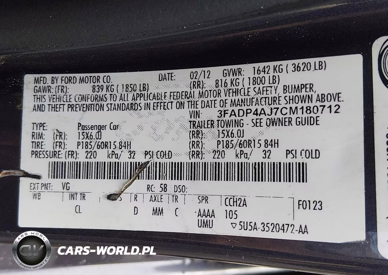 2012 Ford Fiesta S VIN:3FADP4AJ7CM180712 - 9