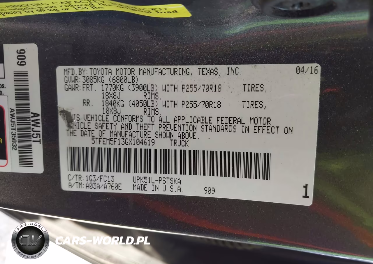 2016 Toyota Tundra Sr5 4.6L V8 VIN:5TFEM5F13GX104619 - 9