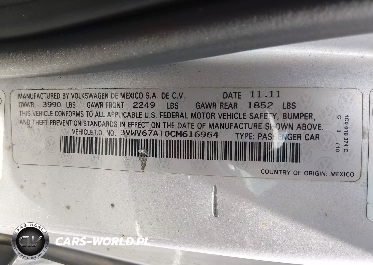 2012 Volkswagen Beetle 2.0T Turbo VIN:3VWV67AT0CM616964 - 9