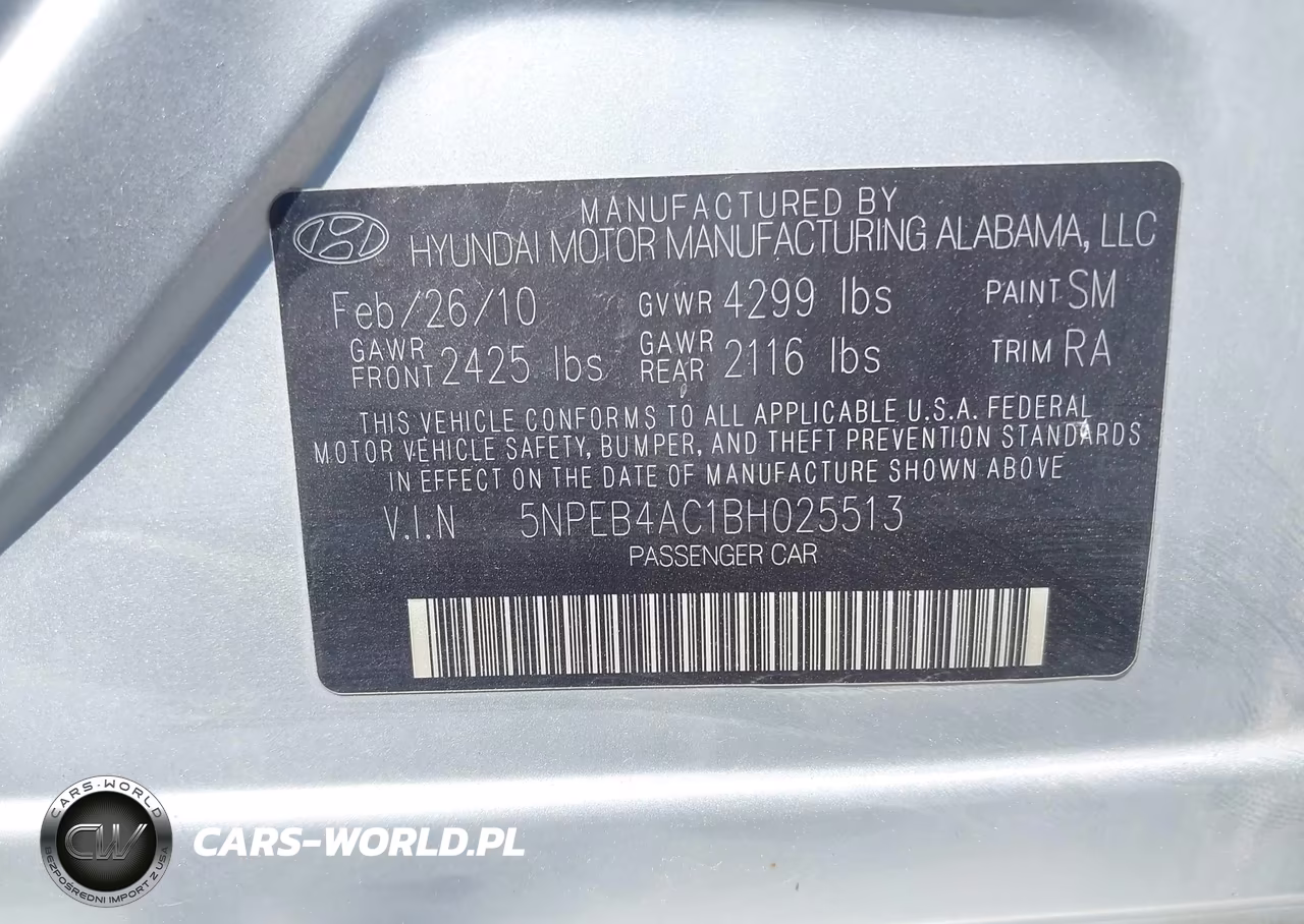 2011 Hyundai Sonata Gls VIN:5NPEB4AC1BH025513 - 9
