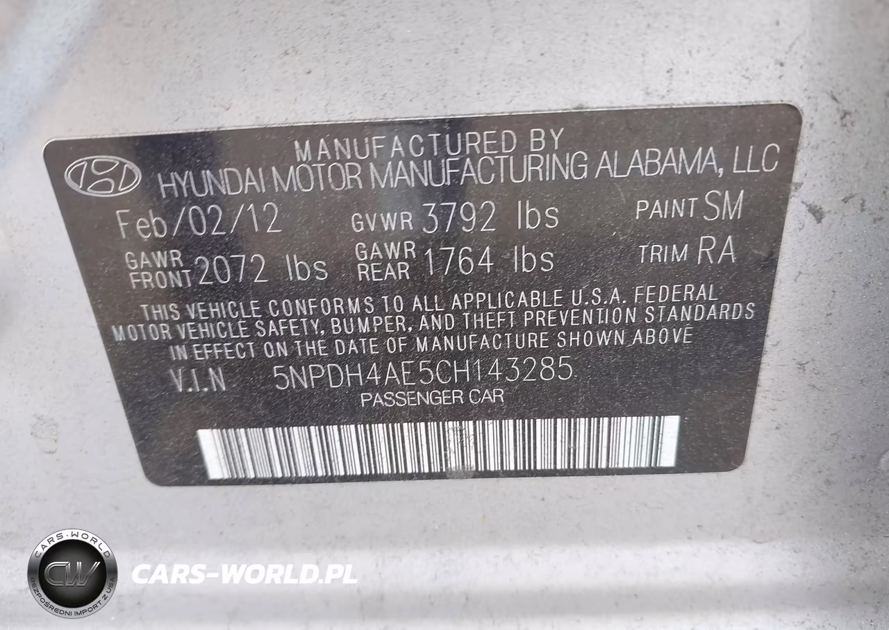 2012 Hyundai Elantra Gls VIN:5NPDH4AE5CH143285 - 9