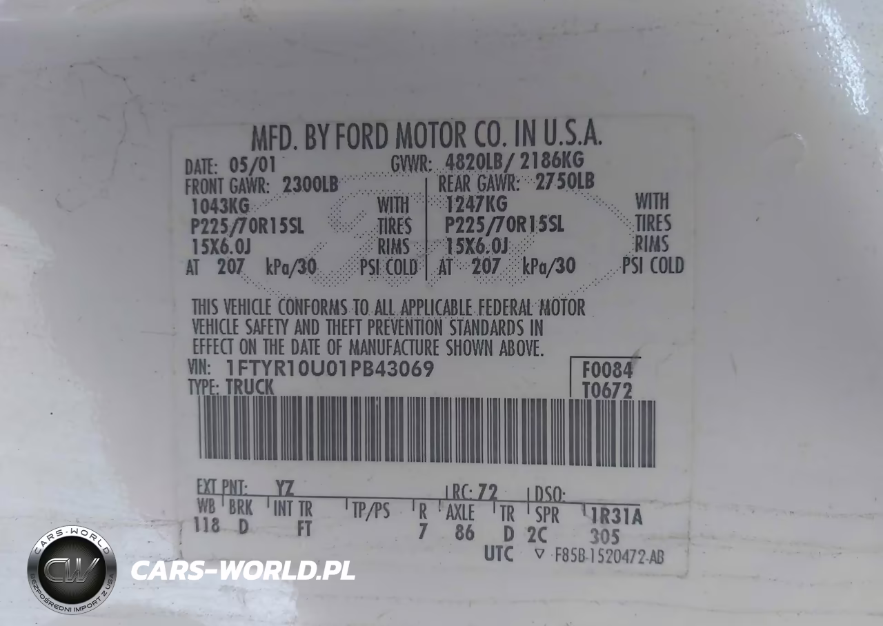 2001 Ford Ranger Edge-Xl-Xlt VIN:1FTYR10U01PB43069 - 9