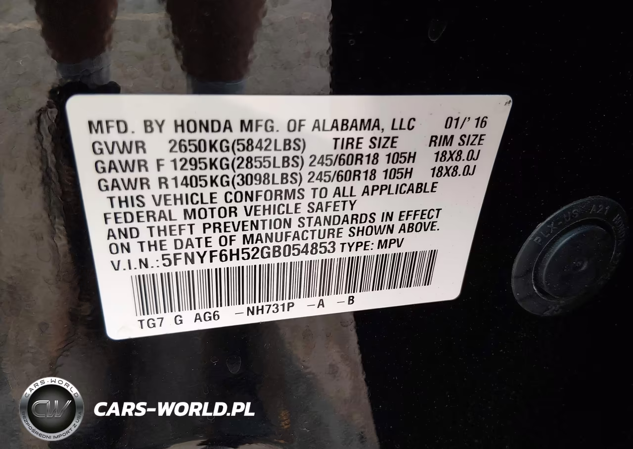2016 Honda Pilot Ex-L VIN:5FNYF6H52GB054853 - 9