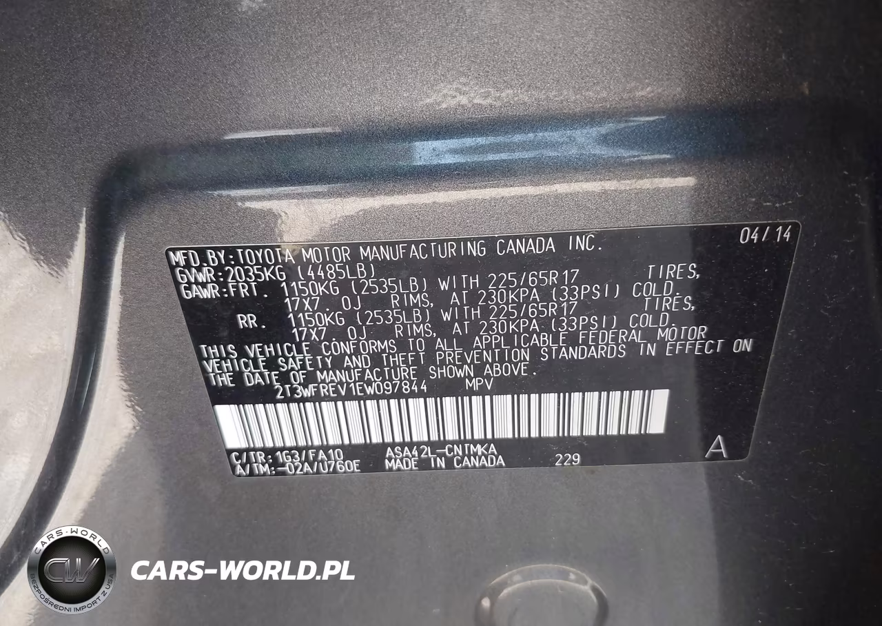 2014 Toyota Rav4 Xle VIN:2T3WFREV1EW097844 - 9