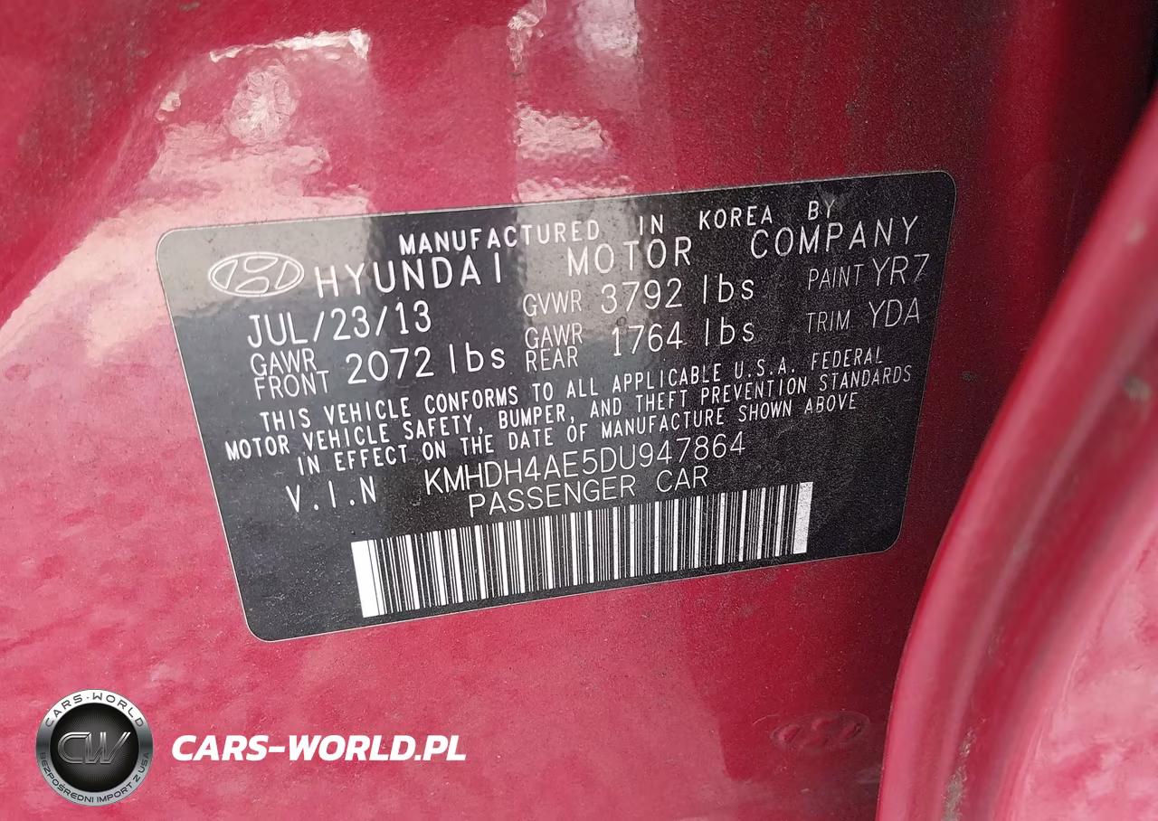 2013 Hyundai Elantra Gls VIN:KMHDH4AE5DU947864 - 9