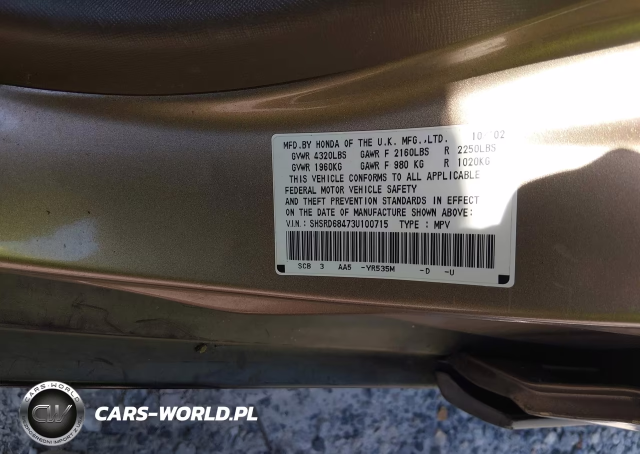 2003 Honda Cr-V Lx VIN:SHSRD68473U100715 - 9