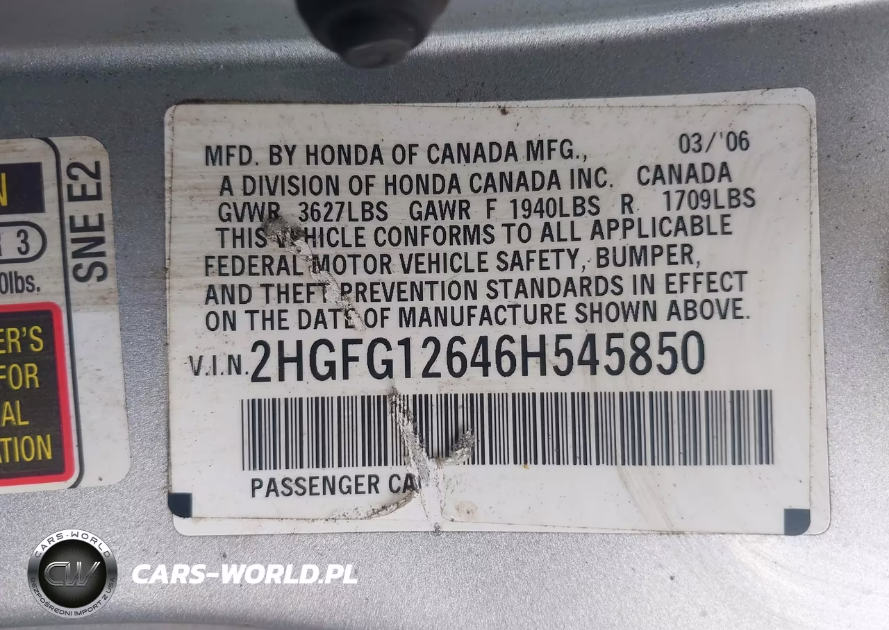 2006 Honda Civic Lx VIN:2HGFG12646H545850 - 9
