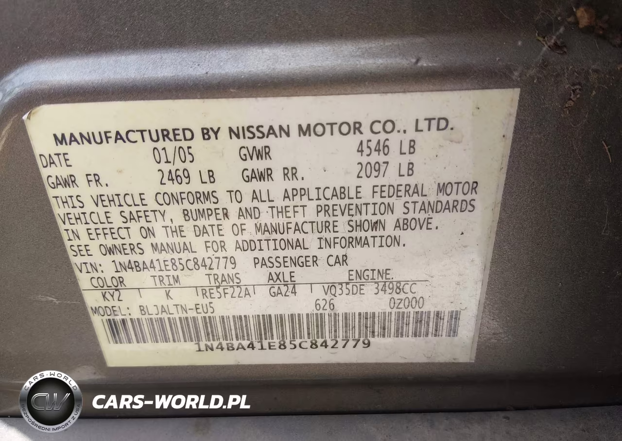 2005 Nissan Maxima 3.5 Se VIN:1N4BA41E85C842779 - 9