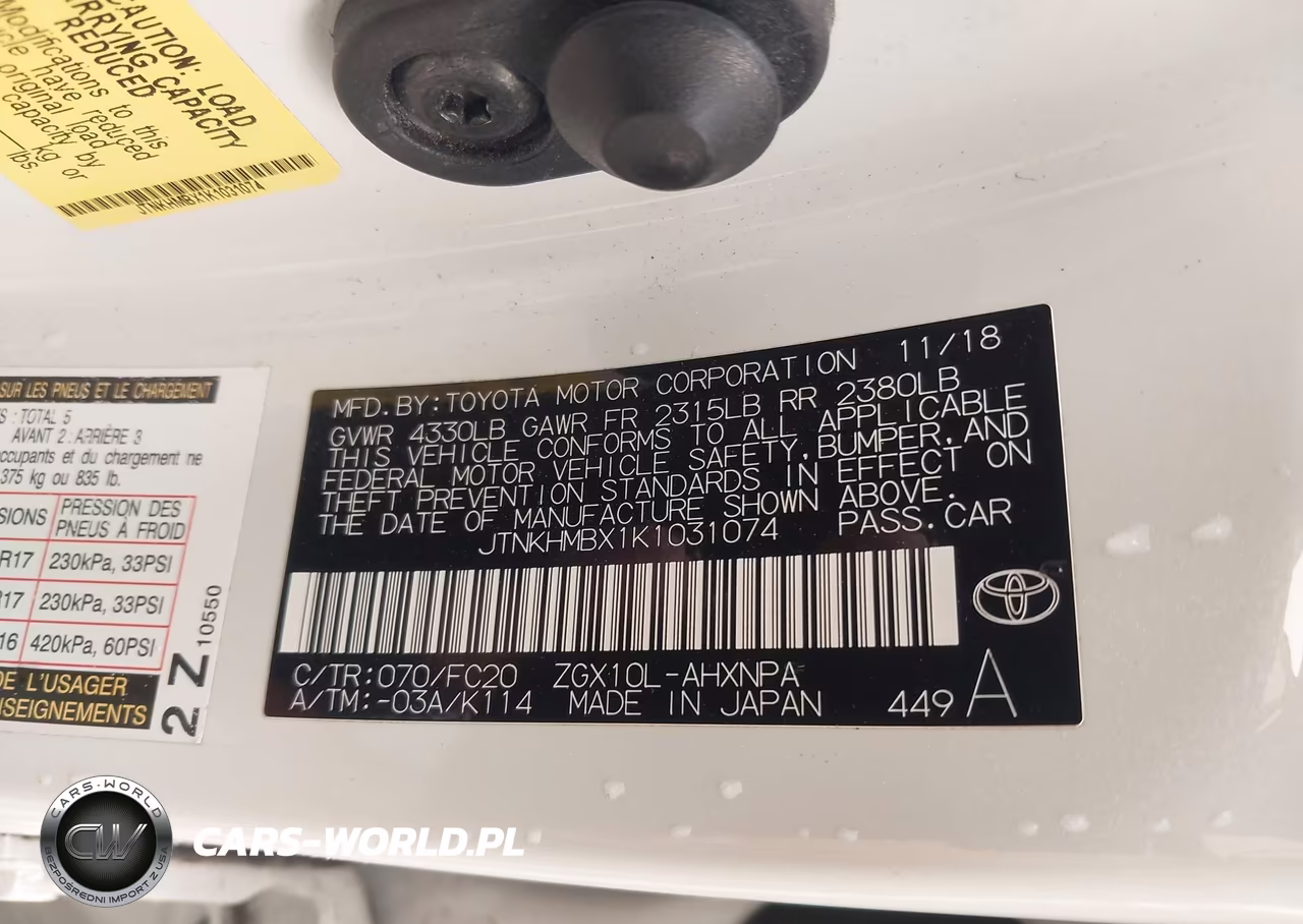 2019 Toyota C-Hr Le VIN:JTNKHMBX1K1031074 - 9