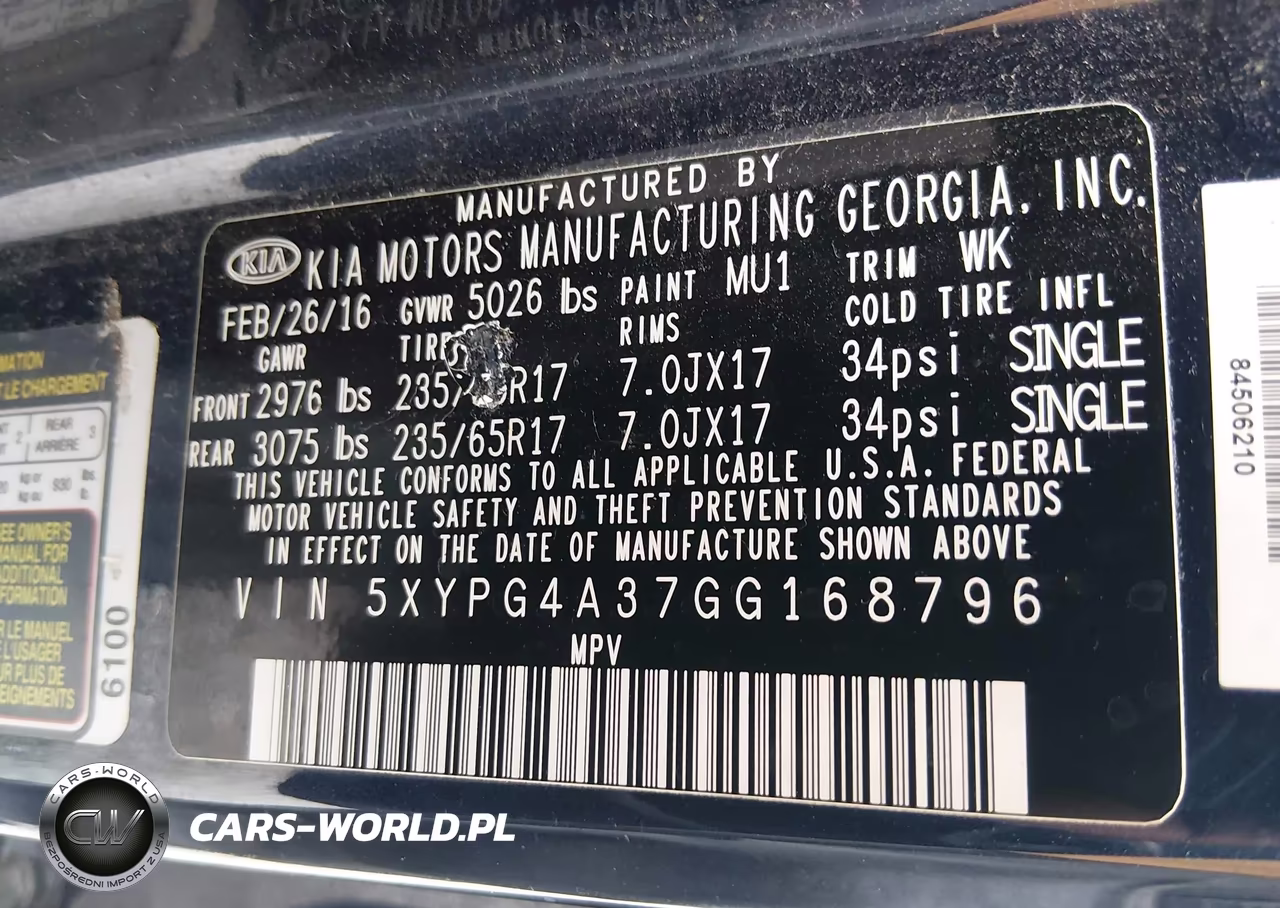 2016 Kia Sorento 2.4L Lx VIN:5XYPG4A37GG168796 - 9