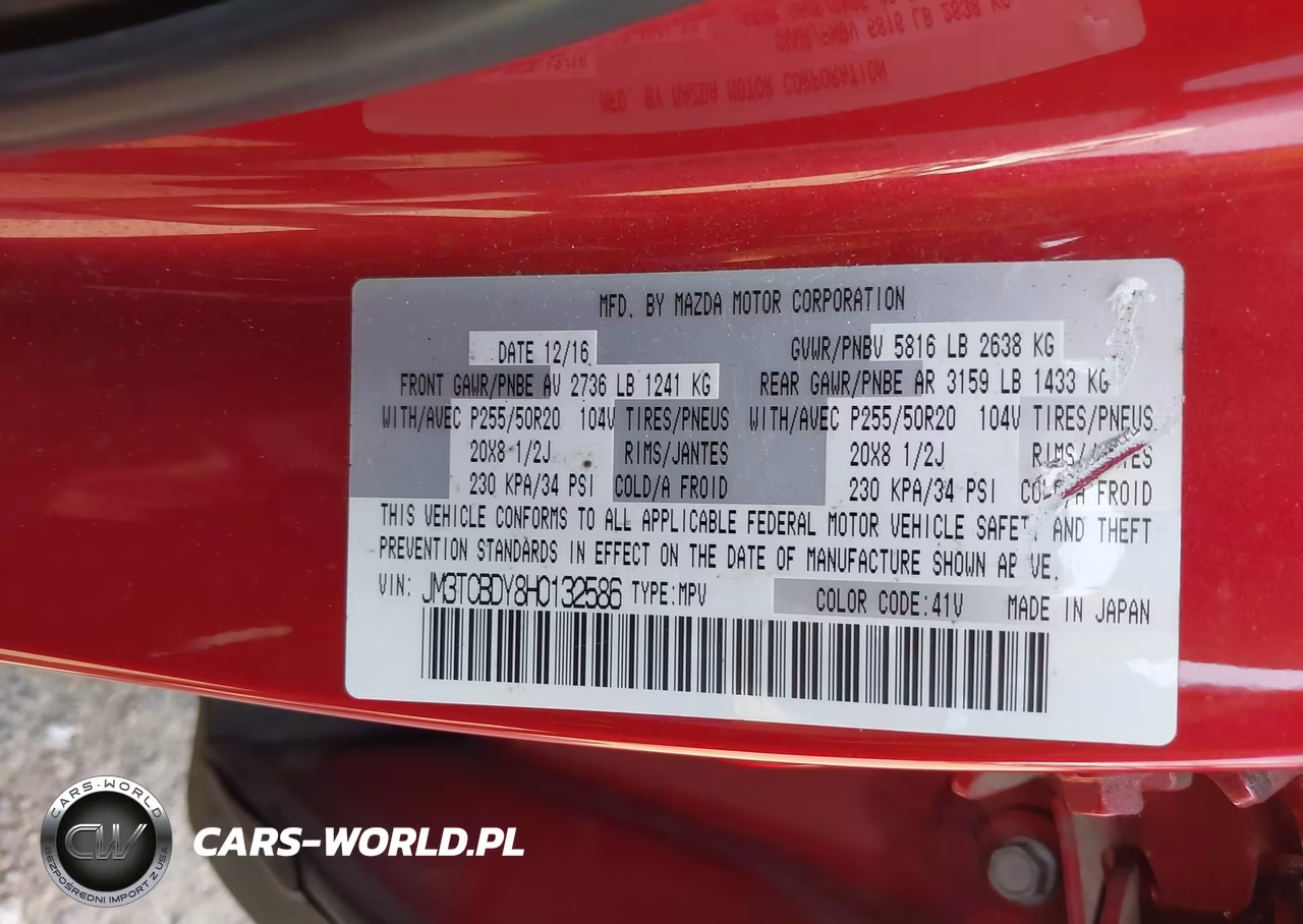 2017 Mazda Cx-9 Grand Touring VIN:JM3TCBDY8H0132586 - 9
