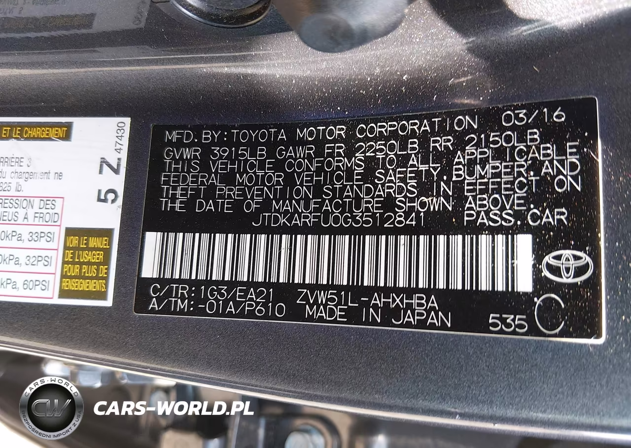 2016 Toyota Prius Three Touring VIN:JTDKARFU0G3512841 - 9