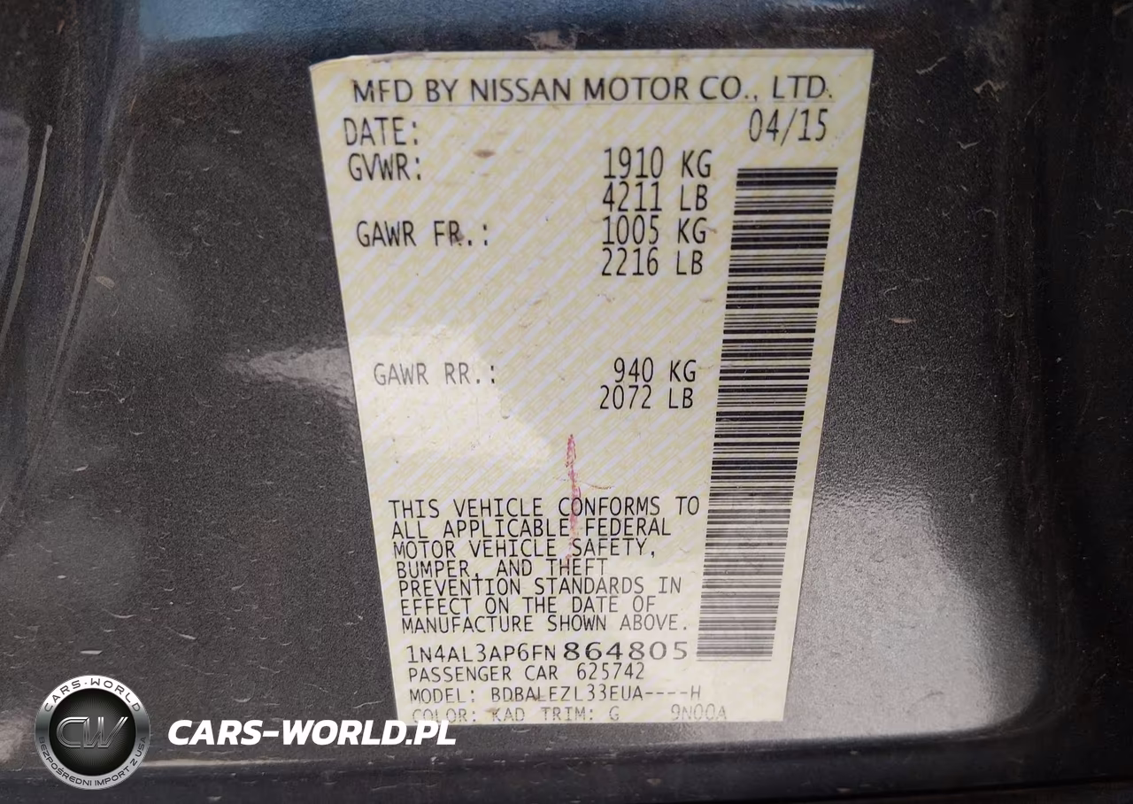 2015 Nissan Altima 2.5 S VIN:1N4AL3AP6FN864805 - 9