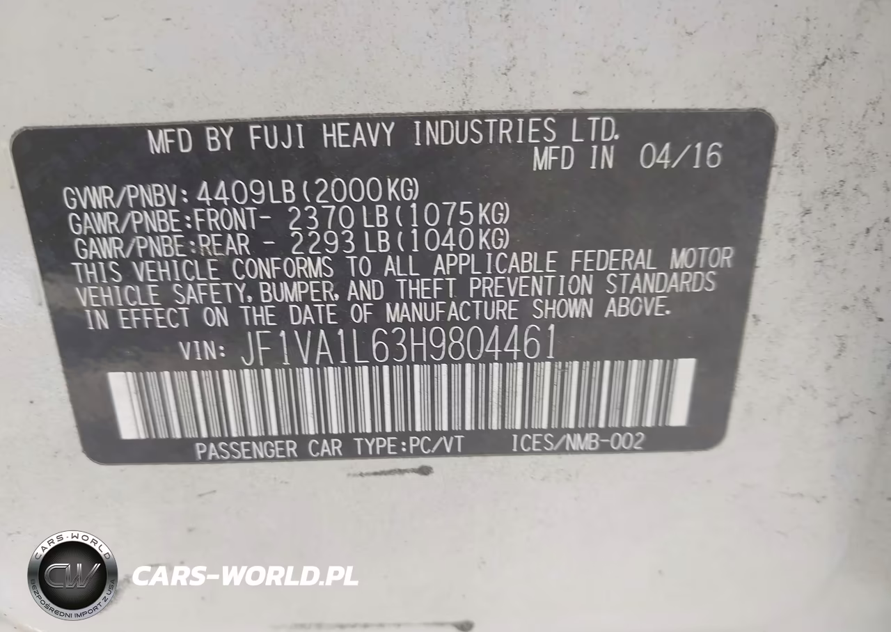 2017 Subaru Wrx Limited VIN:JF1VA1L63H9804461 - 9