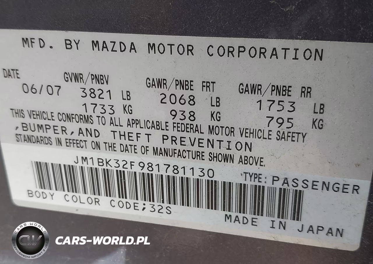 2008 Mazda Mazda3 I Sport VIN:JM1BK32F981781130 - 9