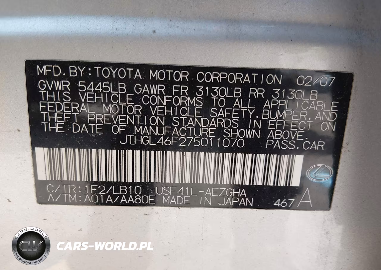 2007 Lexus Ls 460 L VIN:JTHGL46F275011070 - 9
