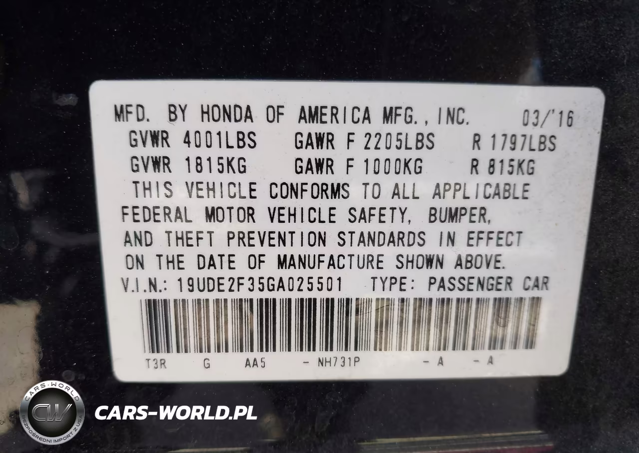 2016 Acura Ilx 2.4L-Acurawatch Plus Package VIN:19UDE2F35GA025501 - 9