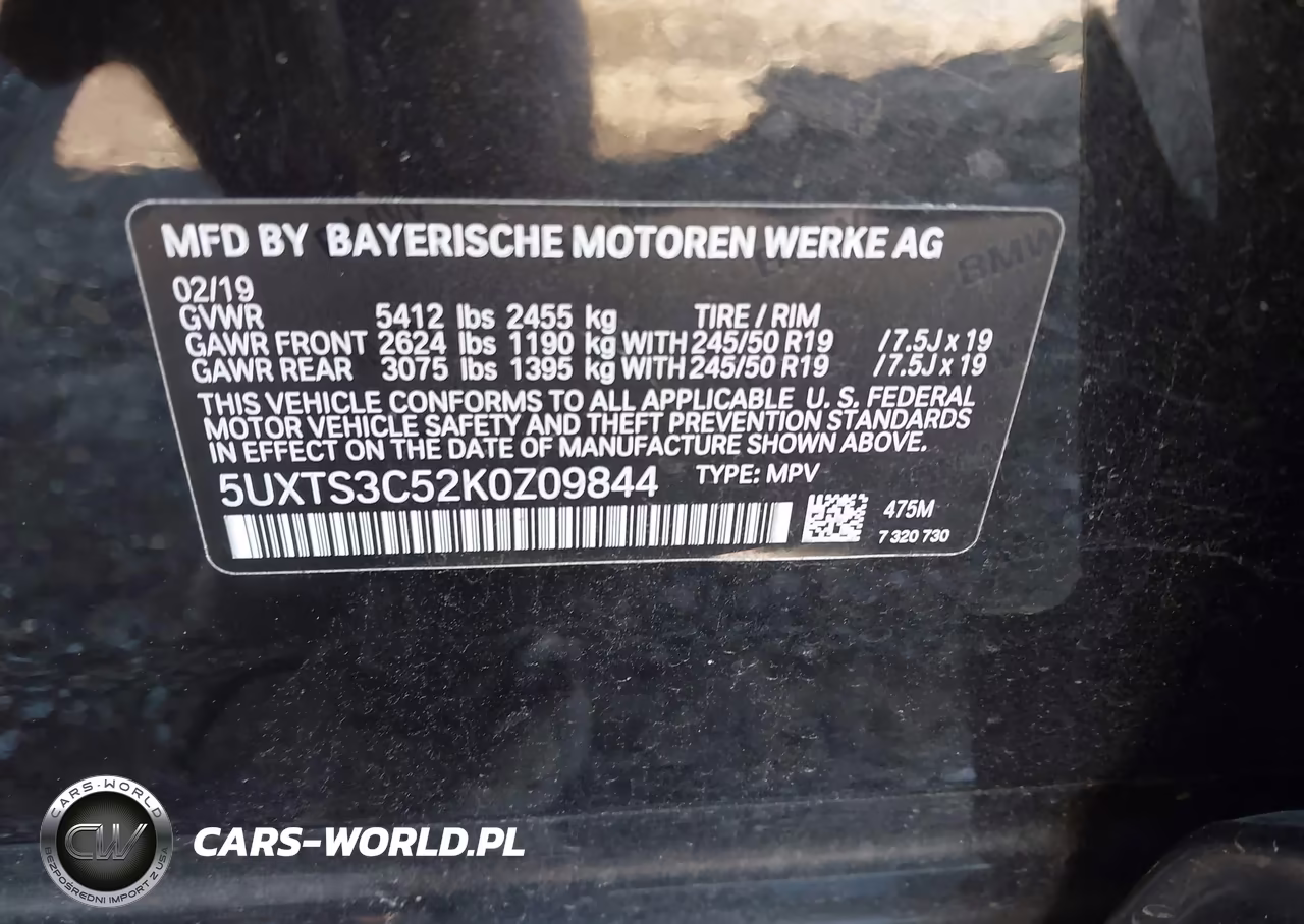2019 BMW X3 M40I VIN:5UXTS3C52K0Z09844 - 9