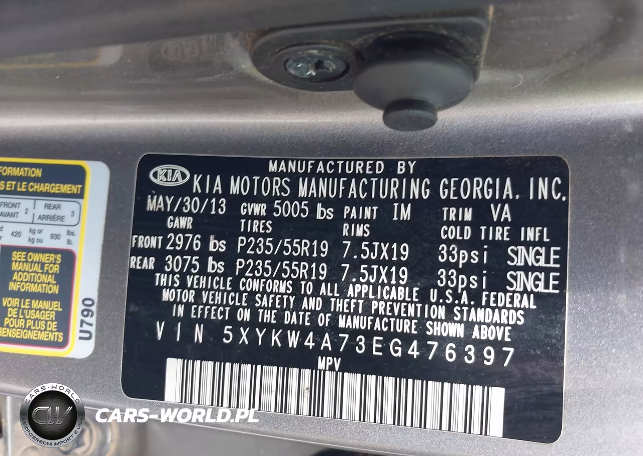 2014 Kia Sorento Limited V6 VIN:5XYKW4A73EG476397 - 9