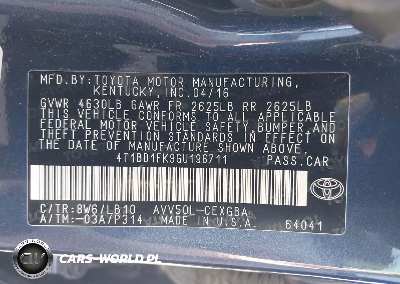 2016 Toyota Camry Hybrid Xle VIN:4T1BD1FK9GU196711 - 9
