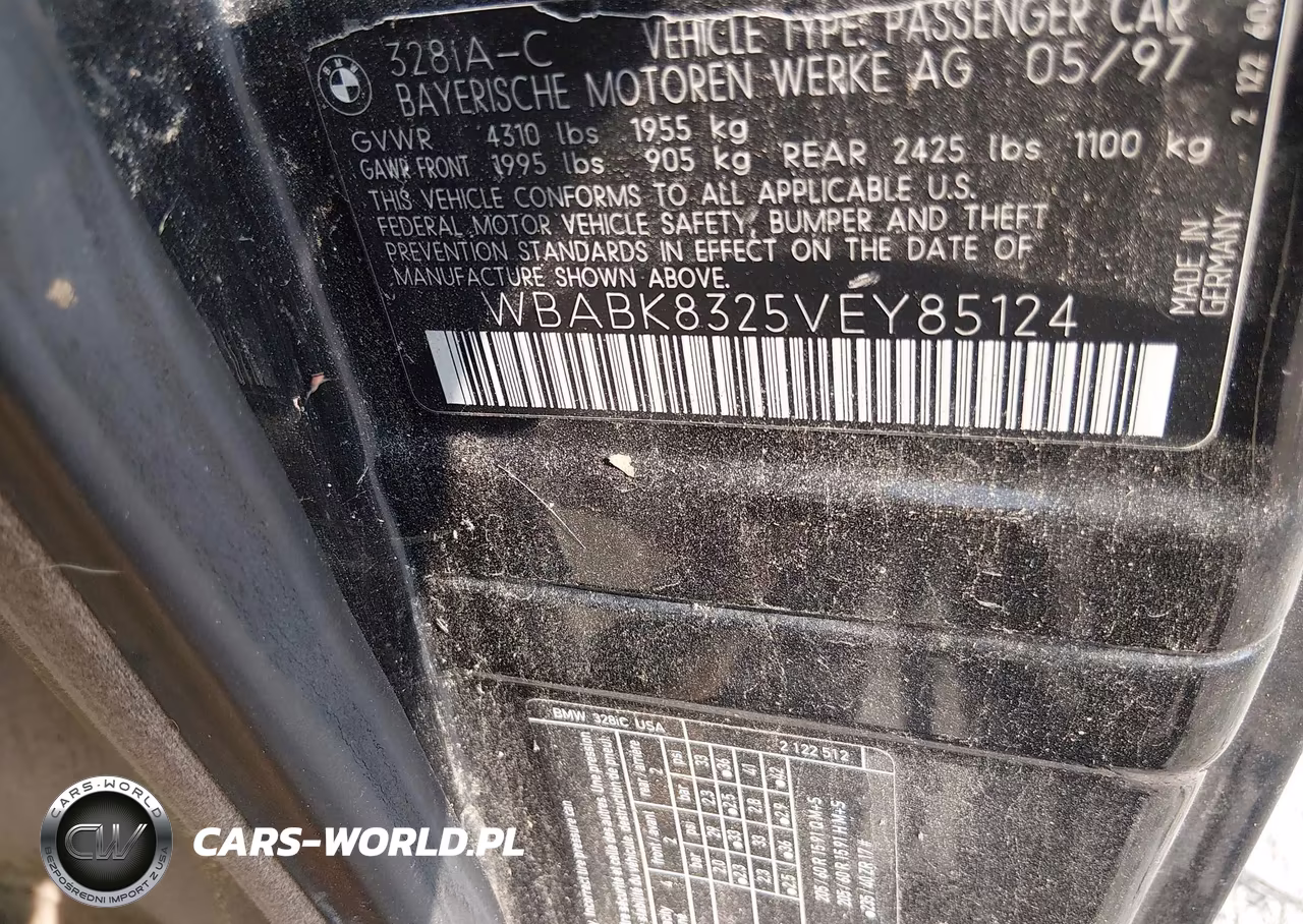1997 BMW 328Ic VIN:WBABK8325VEY85124 - 9
