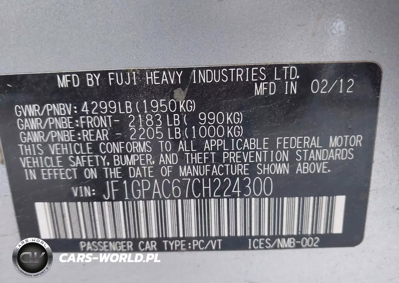 2012 Subaru Impreza 2.0I Premium VIN:JF1GPAC67CH224300 - 9